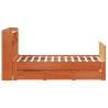 Lit bibliothèque sans matelas cire marron 160x200 cm pin massif 