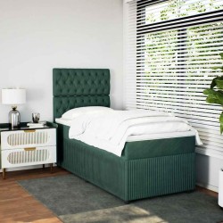 Sommier à lattes de lit avec matelas Vert foncé 90x200 cm 