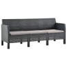 Salon de jardin 3 pcs avec coussins PP Rotin Anthracite 