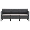 Salon de jardin 3 pcs avec coussins PP Rotin Anthracite 