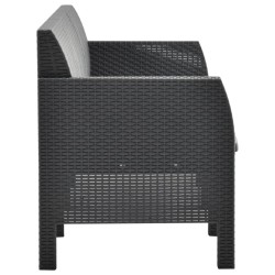 Salon de jardin 3 pcs avec coussins PP Rotin Anthracite 