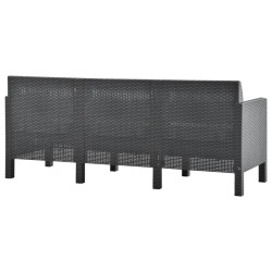 Salon de jardin 3 pcs avec coussins PP Rotin Anthracite 