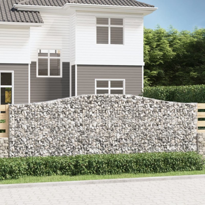 Paniers à gabions arqués 2 pcs 400x30x140/160 cm Fer galvanisé 