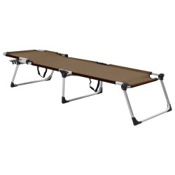 Chaise longue pliable extra haute pour seniors Marron Aluminium 