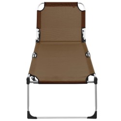 Chaise longue pliable extra haute pour seniors Marron Aluminium 