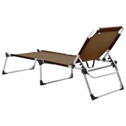 Chaise longue pliable extra haute pour seniors Marron Aluminium 