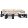 Salon de jardin palette 4 pcs avec coussins sable bois 