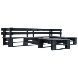 Salon de jardin palette 4 pcs avec coussins sable bois 