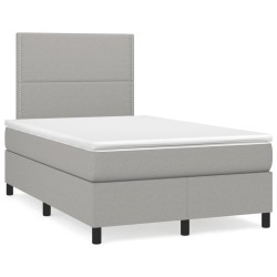 Sommier à lattes de lit et matelas gris clair 120x190 cm tissu 