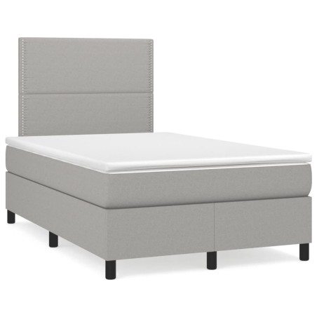 Sommier à lattes de lit et matelas gris clair 120x190 cm tissu 