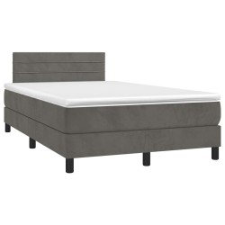 Sommier à lattes de lit avec matelas LED gris foncé 120x190 cm 