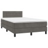 Sommier à lattes de lit avec matelas LED gris foncé 120x190 cm 