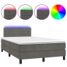 Sommier à lattes de lit avec matelas LED gris foncé 120x190 cm 