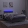 Sommier à lattes de lit avec matelas LED gris foncé 120x190 cm 