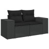 Salon de jardin 6 pcs avec coussins noir résine tressée 