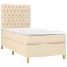 Sommier à lattes de lit et matelas et LED Crème 90x190 cm Tissu 