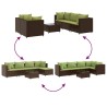 Salon de jardin 6 pcs avec coussins Marron Résine tressée 