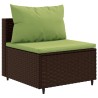 Salon de jardin 6 pcs avec coussins Marron Résine tressée 