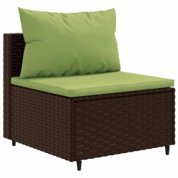 Salon de jardin 6 pcs avec coussins Marron Résine tressée 