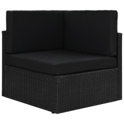 Salon de jardin 5 pcs avec coussins Noir Résine tressée 