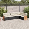 Salon de jardin 7 pcs avec coussins noir résine tressée 