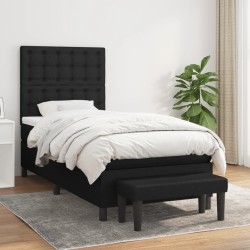 Sommier à lattes de lit avec matelas Noir 90x200 cm Tissu 