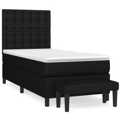 Sommier à lattes de lit avec matelas Noir 90x200 cm Tissu 