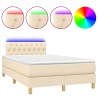 Sommier à lattes de lit matelas et LED crème 120x190 cm tissu 