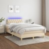 Sommier à lattes de lit matelas et LED crème 120x190 cm tissu 