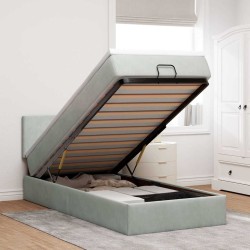 Cadre de lit ottoman et matelas gris clair 100x200 cm velours 