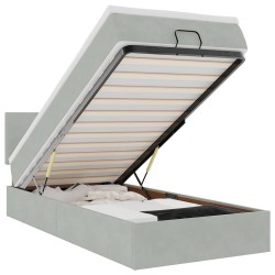 Cadre de lit ottoman et matelas gris clair 100x200 cm velours 