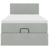 Cadre de lit ottoman et matelas gris clair 100x200 cm velours 