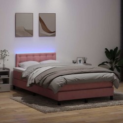 Sommier à lattes de lit avec matelas rose 120x220 cm velours 