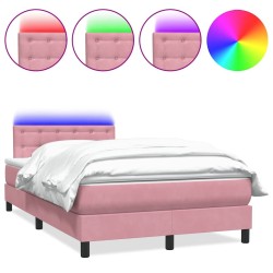 Sommier à lattes de lit avec matelas rose 120x220 cm velours 
