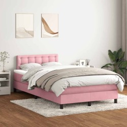 Sommier à lattes de lit avec matelas rose 120x220 cm velours 