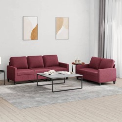 Ensemble de canapés 2 pcs avec coussins Rouge bordeaux Tissu 