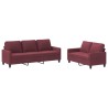 Ensemble de canapés 2 pcs avec coussins Rouge bordeaux Tissu 