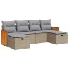 Salon de jardin avec coussins 6 pcs beige résine tressée 