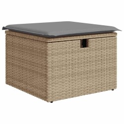 Salon de jardin avec coussins 6 pcs beige résine tressée 