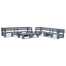 Salon de jardin palette 6 pcs Bois Gris 
