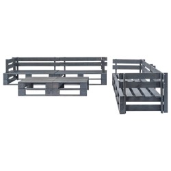 Salon de jardin palette 6 pcs Bois Gris 