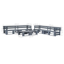 Salon de jardin palette 6 pcs Bois Gris 