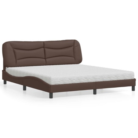 Lit avec matelas marron 180x200 cm similicuir 