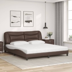 Lit avec matelas marron 180x200 cm similicuir 