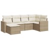 Salon de jardin avec coussins 6 pcs beige résine tressée 