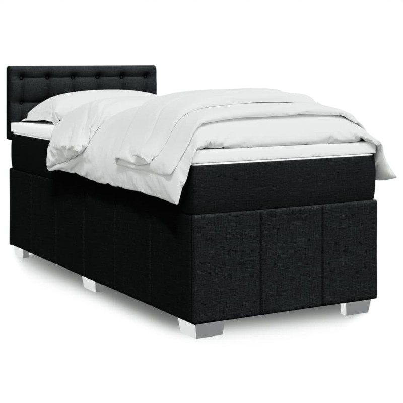 Sommier à lattes de lit avec matelas Noir 100x200 cm Tissu 