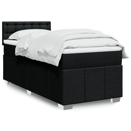 Sommier à lattes de lit avec matelas Noir 100x200 cm Tissu 