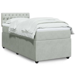 Sommier à lattes de lit et matelas Gris clair 100x200cm Velours 