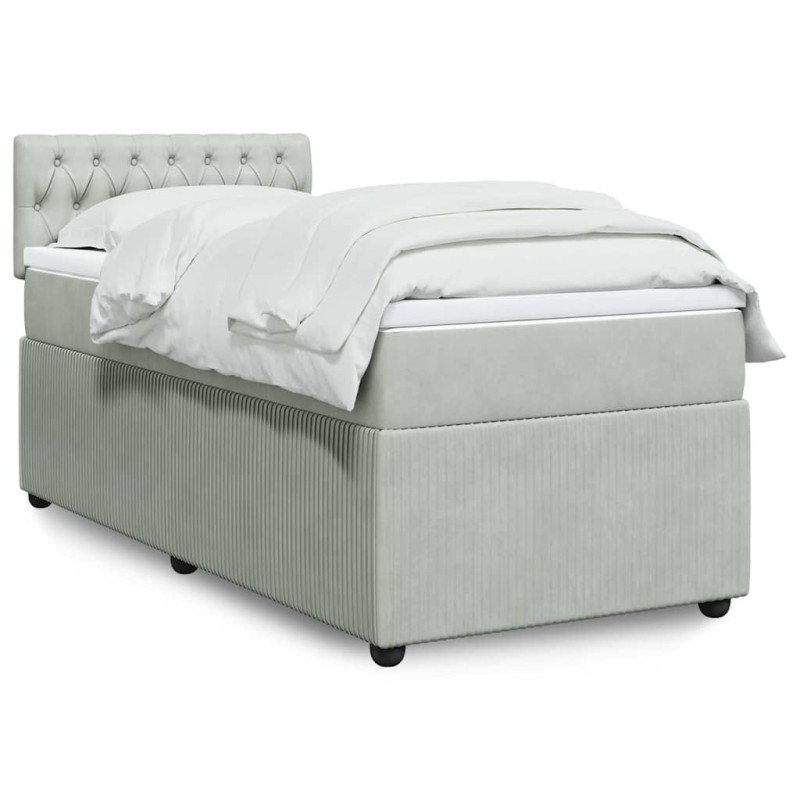 Sommier à lattes de lit et matelas Gris clair 100x200cm Velours 