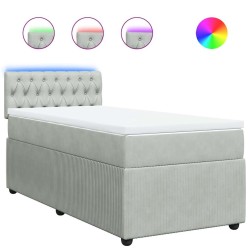 Sommier à lattes de lit et matelas Gris clair 100x200cm Velours 